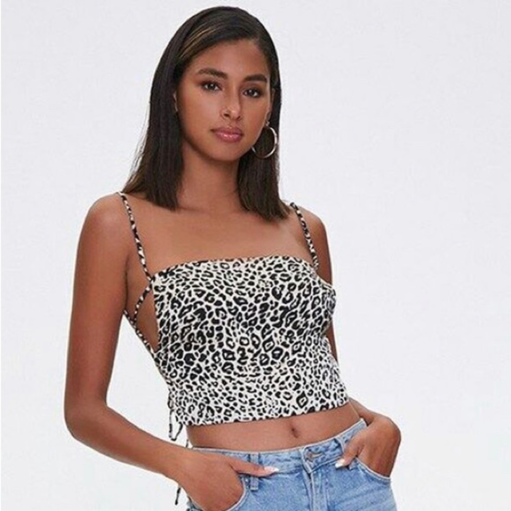 Leopard Tie-Back Cropped Cami NWT